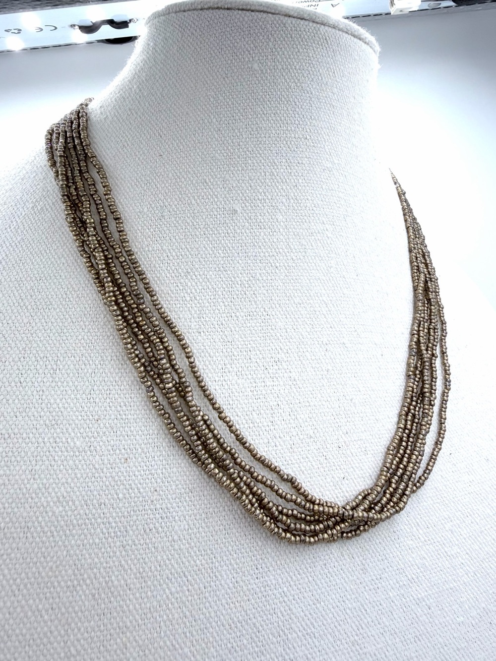 Vintage Metallic-Toned Glass Bead 6 Strand Flower Box Clasp Woman’s Necklace - Picture 3 of 5